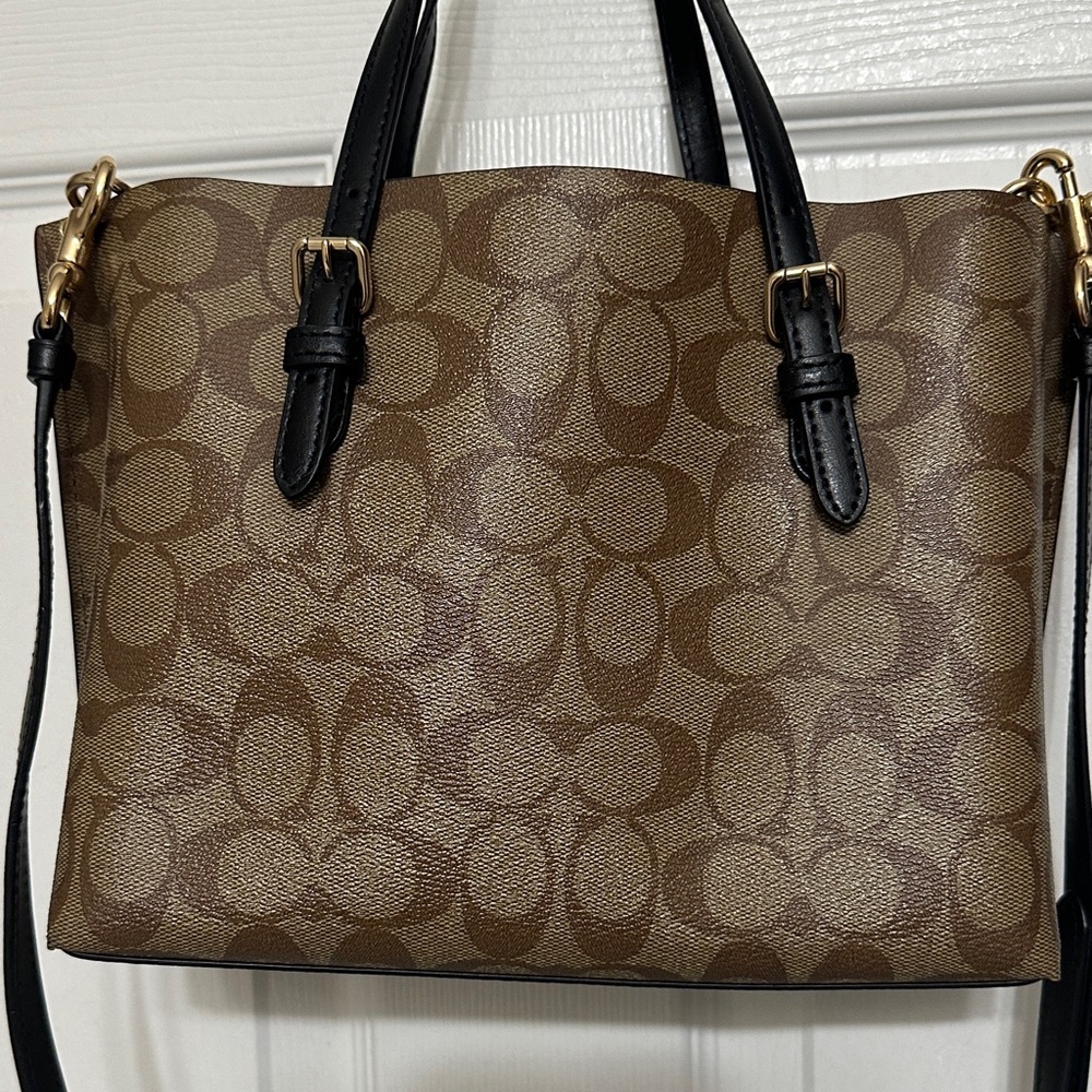 Coach Mollie Tote 25 C4259 in Brown and Black Signature Pattern - Picture 8 of 15